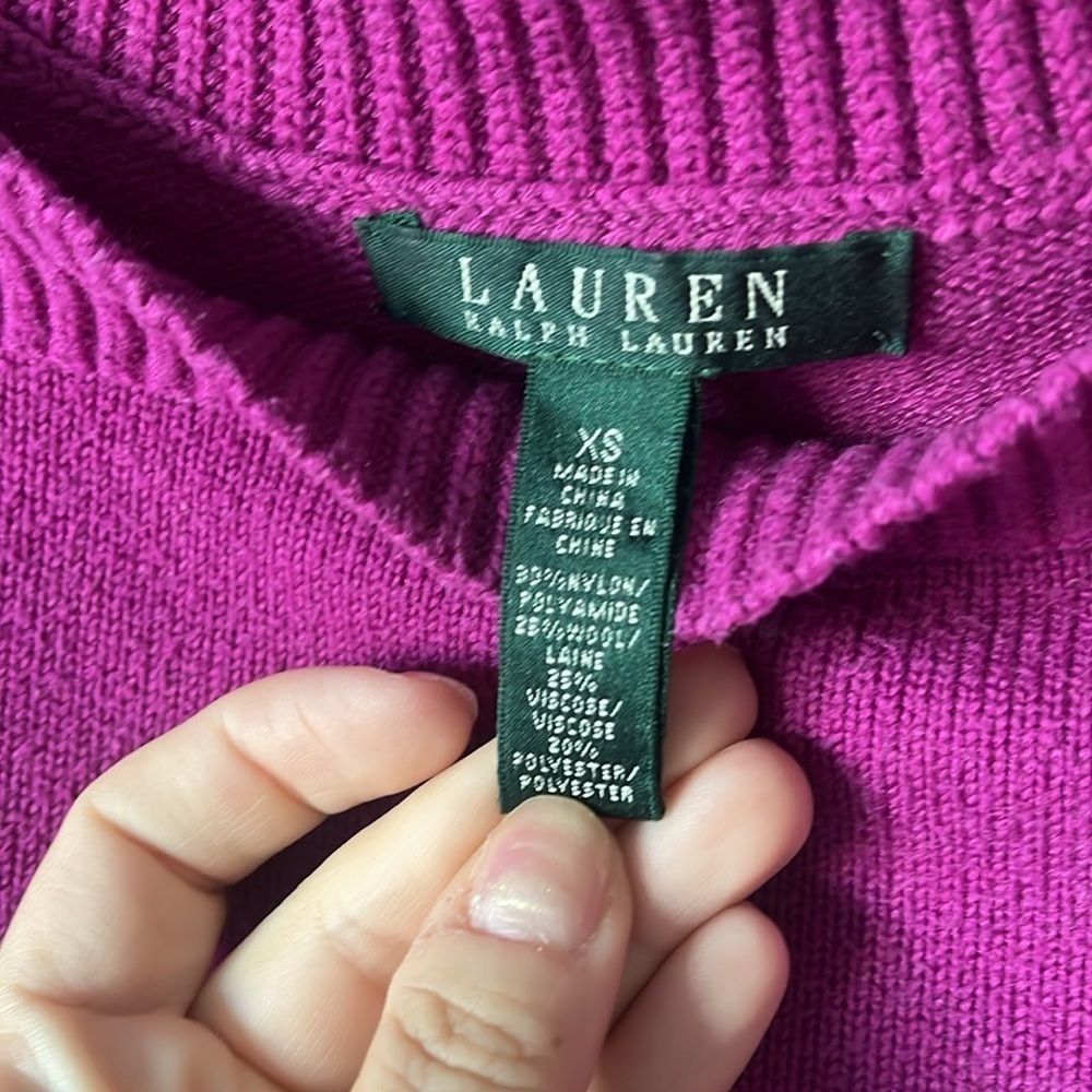 lauren by ralph lauren women’s fuchsia long sleeve Sweater - Picture 3 of 6